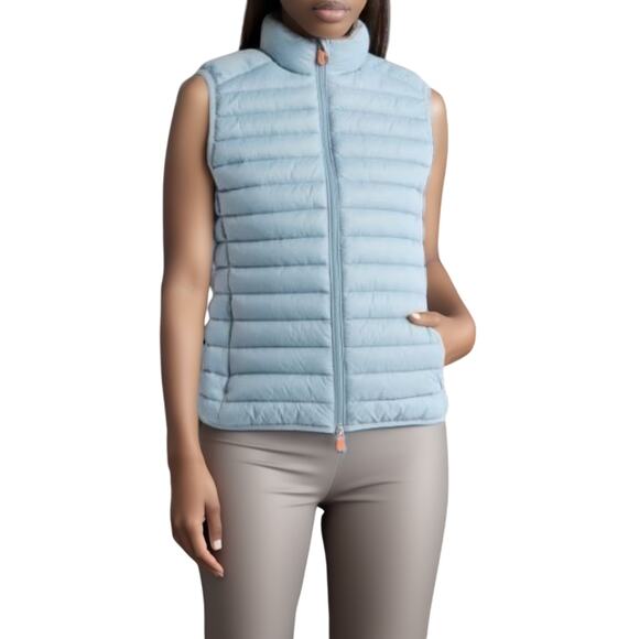 Save The Duck Charlotte Puffer Vest in Blue NWT Size 1/S - Picture 1 of 11